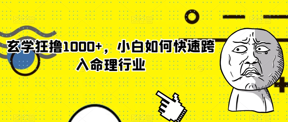 玄学狂撸1000+，小白如何快速跨入命理行业【揭秘】-大兵轻创资源库