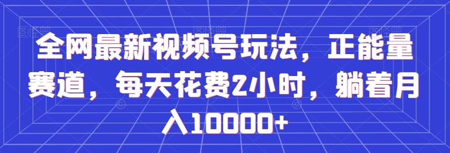 全网最新视频号玩法，正能量赛道，每天花费2小时，躺着月入10000+【揭秘】-大兵轻创资源库