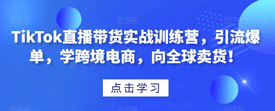 TikTok直播带货实战训练营，引流爆单，学跨境电商，向全球卖货！-大兵轻创资源库