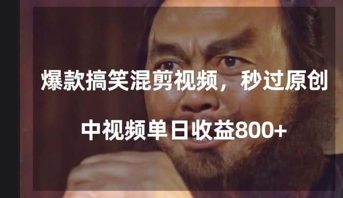 爆款搞笑混剪视频，百分百过原创，单日中视频播放收益800+【揭秘】-大兵轻创资源库