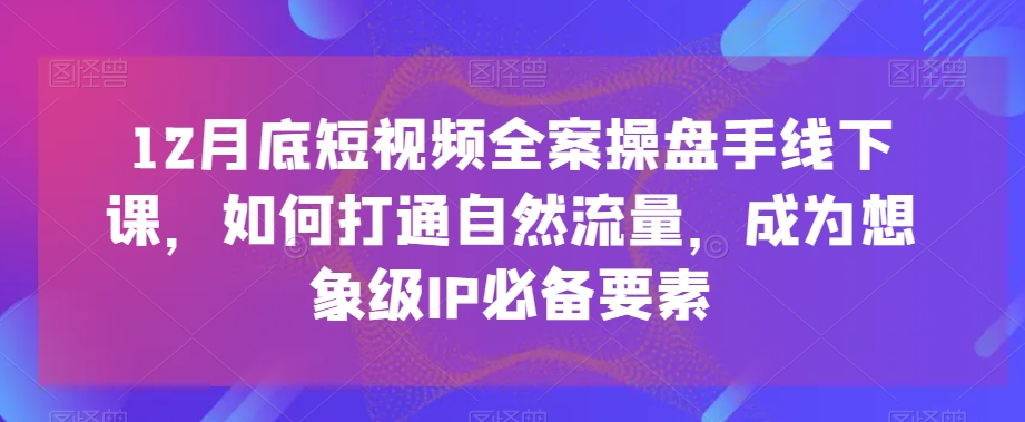 12月底短视频全案操盘手线下课，如何打通自然流量，成为想象级IP必备要素-大兵轻创资源库