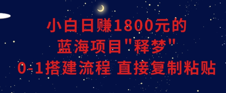 小白能日赚1800元的蓝海项目”释梦”0-1搭建流程可直接复制粘贴长期做【揭秘】-大兵轻创资源库