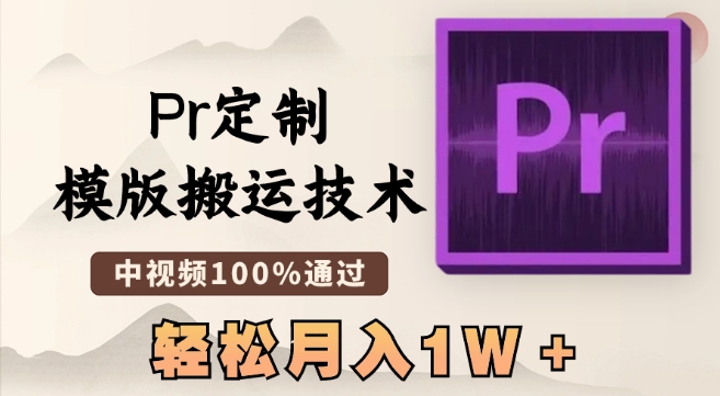 最新Pr定制模版搬运技术，中视频100%通过，几分钟一条视频，轻松月入1W＋【揭秘】-大兵轻创资源库