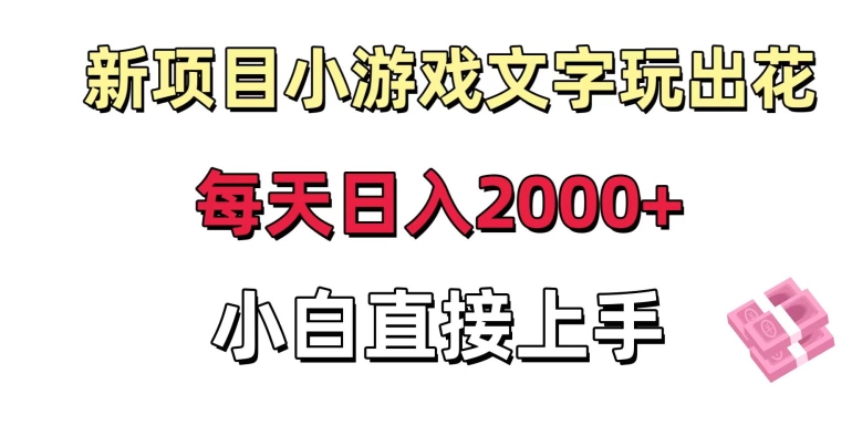 新项目小游戏文字玩出花日入2000+，每天只需一小时，小白直接上手【揭秘】-大兵轻创资源库
