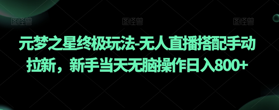 元梦之星终极玩法-无人直播搭配手动拉新，新手当天无脑操作日入800+【揭秘】-大兵轻创资源库