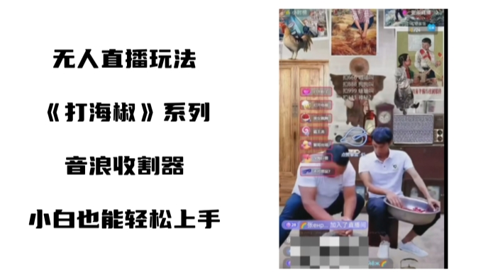 打海椒无人直播整蛊项目，小白轻松上手撸音浪收割器-大兵轻创资源库