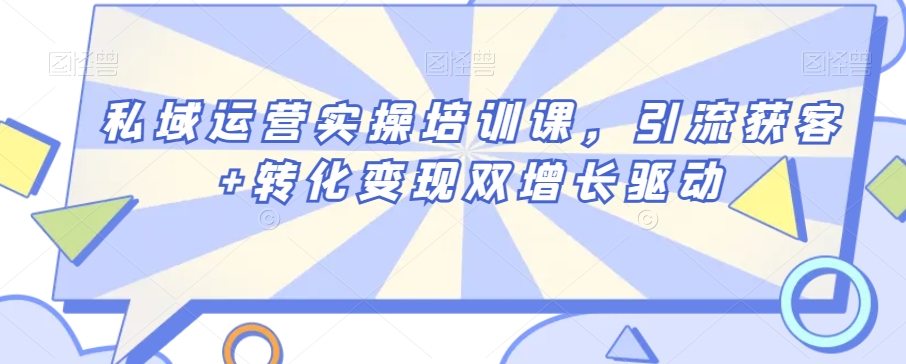 私域运营实操培训课，引流获客+转化变现双增长驱动-大兵轻创资源库