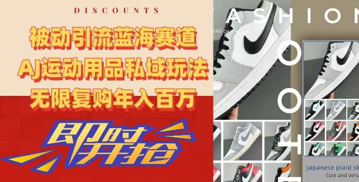 被动引流蓝海赛道，AJ运动用品私域玩法，无限复购年入百万【揭秘】-大兵轻创资源库