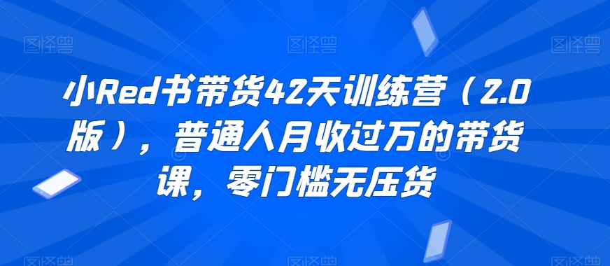 小Red书带货42天训练营（2.0版），普通人月收过万的带货课，零门槛无压货-大兵轻创资源库