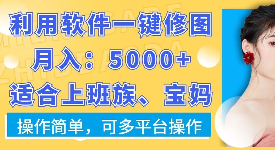 利用软件一键修图月入5000+，适合上班族、宝妈，操作简单，可多平台操作【揭秘】-大兵轻创资源库