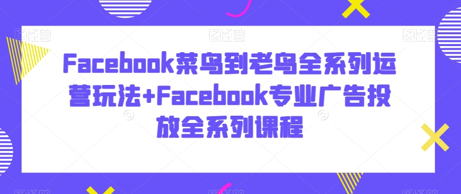 Facebook菜鸟到老鸟全系列运营玩法+Facebook专业广告投放全系列课程-大兵轻创资源库