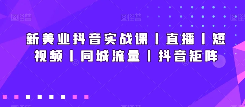 新美业抖音实战课丨直播丨短视频丨同城流量丨抖音矩阵-大兵轻创资源库