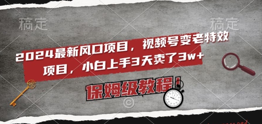 2024最新风口项目，视频号变老特效项目，电脑小白上手3天卖了3w+，保姆级教程【揭秘】-大兵轻创资源库