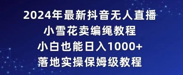 2024年抖音最新无人直播小雪花卖编绳项目，小白也能日入1000+落地实操保姆级教程【揭秘】-大兵轻创资源库