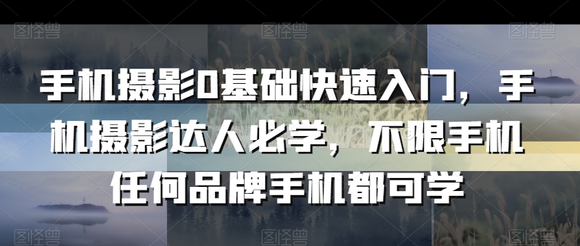 手机摄影0基础快速入门，手机摄影达人必学，不限手机任何品牌手机都可学-大兵轻创资源库