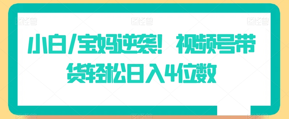 小白/宝妈逆袭！视频号带货轻松日入4位数【揭秘】-大兵轻创资源库