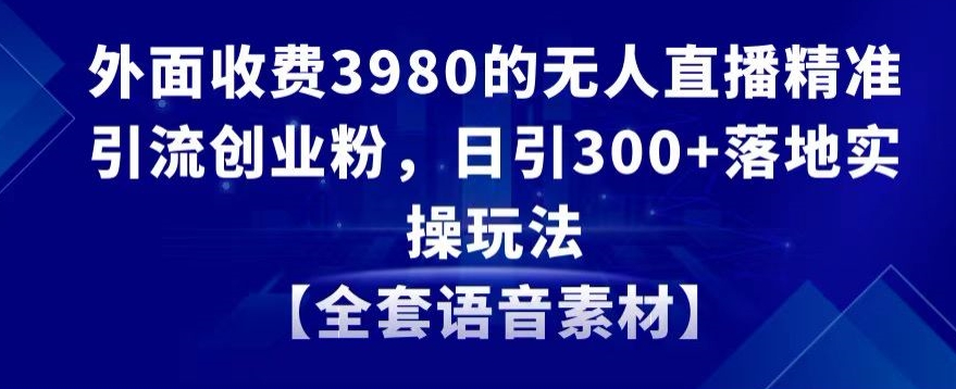 外面收费3980的无人直播精准引流创业粉，日引300+落地实操玩法【全套语音素材】【揭秘】-大兵轻创资源库