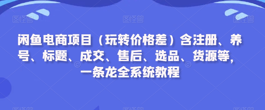 闲鱼电商项目（玩转价格差）含注册、养号、标题、成交、售后、选品、货源等，一条龙全系统教程-大兵轻创资源库