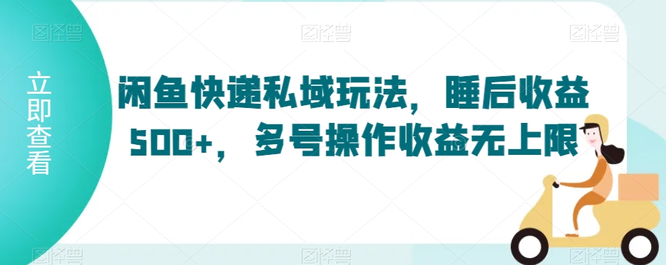 闲鱼快递私域玩法，睡后收益500+，多号操作收益无上限【揭秘】-大兵轻创资源库