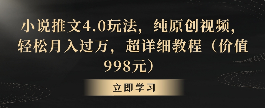小说推文4.0玩法，纯原创视频，轻松月入过万，超详细教程（价值998元）【揭秘】-大兵轻创资源库