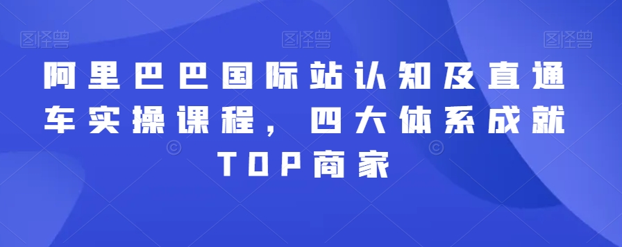 阿里巴巴国际站认知及直通车实操课程，四大体系成就TOP商家-大兵轻创资源库