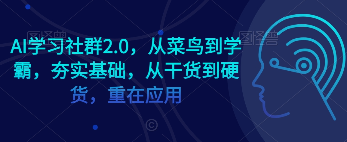 AI学习社群2.0，从菜鸟到学霸，夯实基础，从干货到硬货，重在应用-大兵轻创资源库