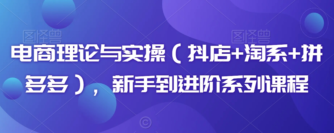 电商理论与实操（抖店+淘系+拼多多），新手到进阶系列课程-大兵轻创资源库