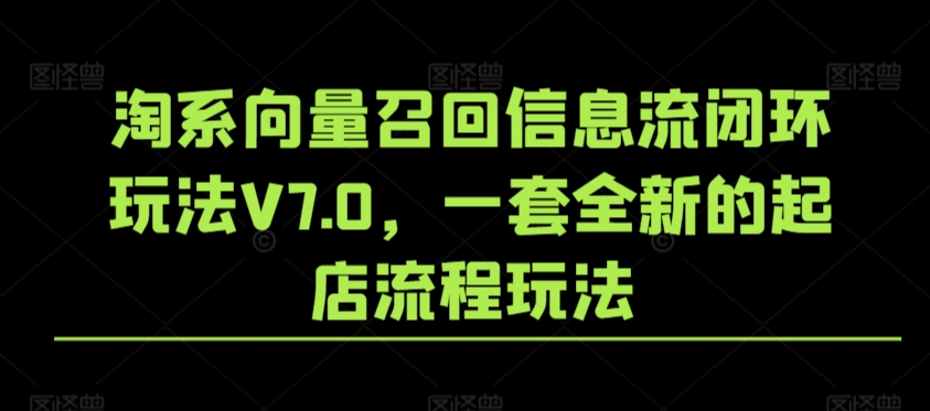 淘系向量召回信息流闭环玩法V7.0，一套全新的起店流程玩法-大兵轻创资源库