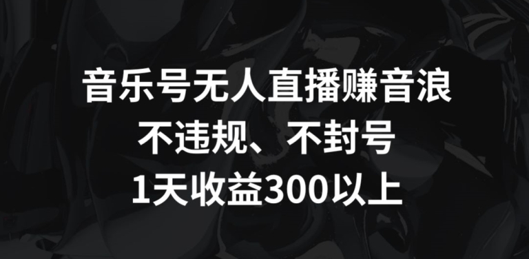音乐号无人直播赚音浪，不违规、不封号，1天收益300+【揭秘】-大兵轻创资源库