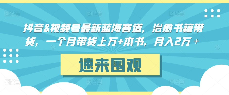 抖音&视频号最新蓝海赛道，治愈书籍带货，一个月带货上万+本书，月入2万＋【揭秘】-大兵轻创资源库