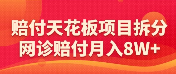 赔付天花板项目拆分，网诊赔付月入8W+-【仅揭秘】-大兵轻创资源库