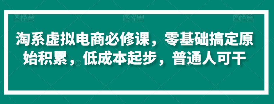 淘系虚拟电商必修课，零基础搞定原始积累，低成本起步，普通人可干-大兵轻创资源库