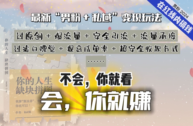 2024，“男粉+私域”还是最耐造、最赚、最轻松、最愉快的变现方式【揭秘】-大兵轻创资源库