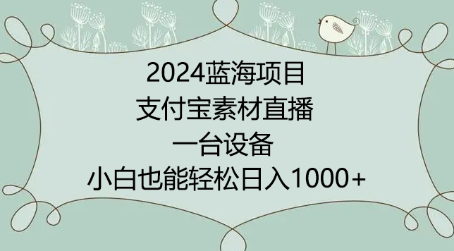 2024年蓝海项目，支付宝素材直播，无需出境，小白也能日入1000+ ，实操教程【揭秘】-大兵轻创资源库