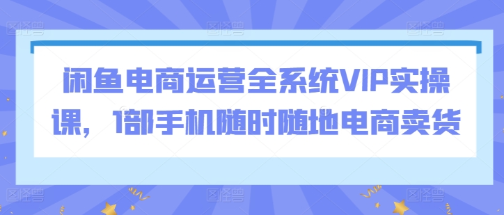闲鱼电商运营全系统VIP实操课，1部手机随时随地电商卖货-大兵轻创资源库