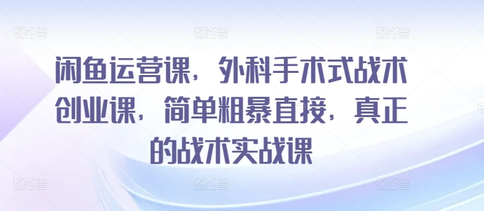 闲鱼运营课，外科手术式战术创业课，简单粗暴直接，真正的战术实战课-大兵轻创资源库