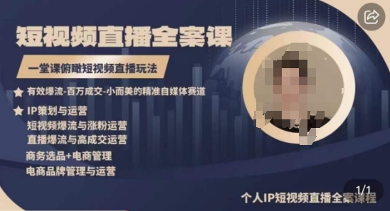 高品质IP短视频直播全案课程，一堂课俯瞰短视频直播玩法-大兵轻创资源库