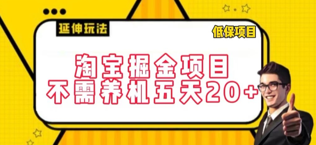 淘宝掘金项目，不需养机，五天20+，每天只需要花三四个小时【揭秘】-大兵轻创资源库