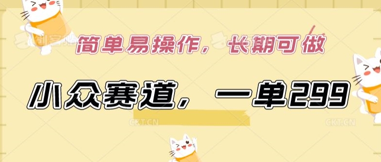小众赛道，一单299.简单易操作，长期可做【揭秘】-大兵轻创资源库