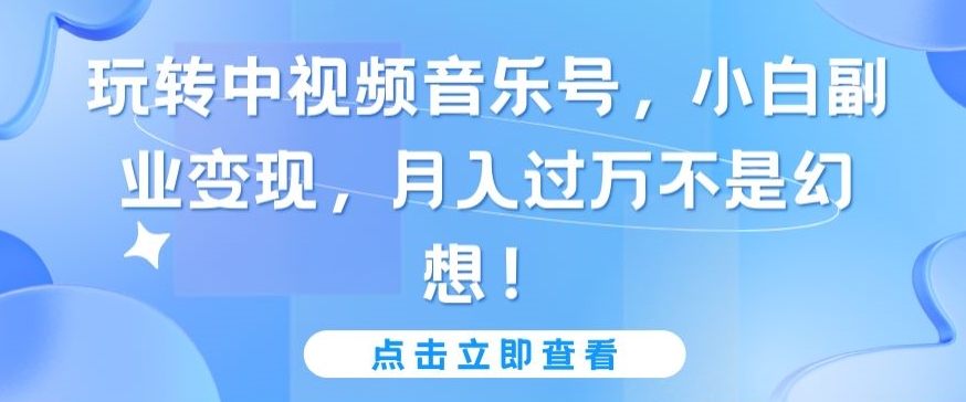 玩转中视频音乐号，小白副业变现，月入过万不是幻想【揭秘】-大兵轻创资源库