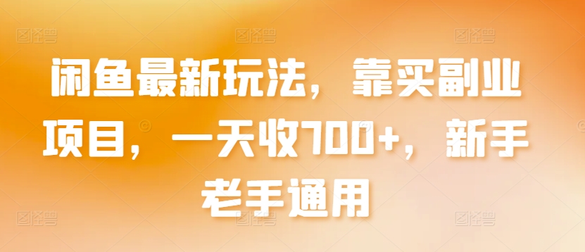 闲鱼最新玩法，靠买副业项目，一天收700+，新手老手通用【揭秘】-大兵轻创资源库