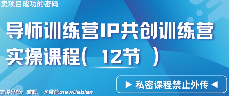 导师训练营3.0IP共创训练营私密实操课程（12节）-卖项目的密码成功秘诀【揭秘】-大兵轻创资源库
