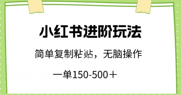 小红书进阶玩法，一单150-500+，简单复制粘贴，小白也能轻松上手【揭秘】-大兵轻创资源库