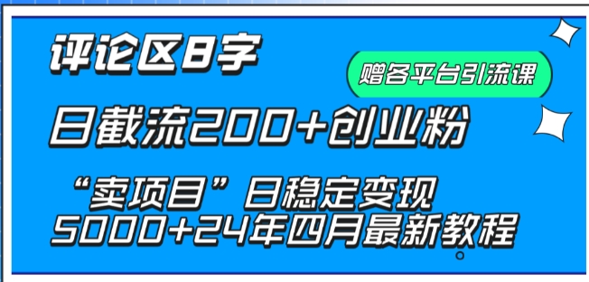 抖音评论区8字日截流200+创业粉 “卖项目”日稳定变现5000+【揭秘】-大兵轻创资源库
