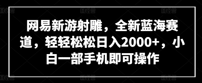 网易新游射雕，全新蓝海赛道，轻轻松松日入2000+，小白一部手机即可操作【揭秘】-大兵轻创资源库
