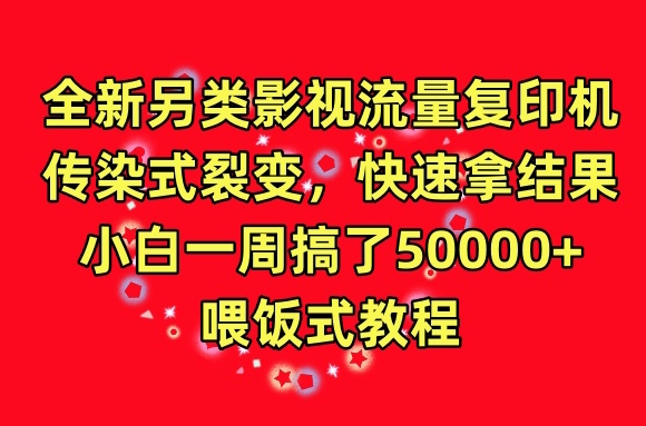 全新另类影视流量复印机，传染式裂变，快速拿结果，小白一周搞了50000+，喂饭式教程【揭秘】-大兵轻创资源库