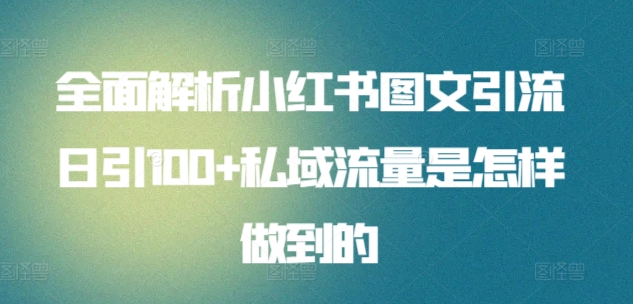 全面解析小红书图文引流日引100+私域流量是怎样做到的【揭秘】-大兵轻创资源库