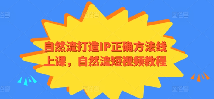 自然流打造IP正确方法线上课，自然流短视频教程-大兵轻创资源库