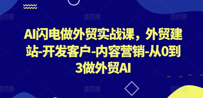 AI闪电做外贸实战课，​外贸建站-开发客户-内容营销-从0到3做外贸AI-大兵轻创资源库