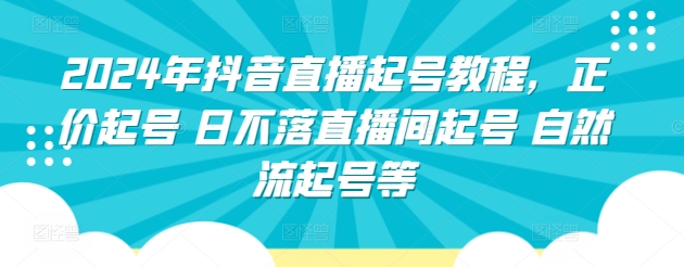 2024年抖音直播起号教程，正价起号 日不落直播间起号 自然流起号等-大兵轻创资源库